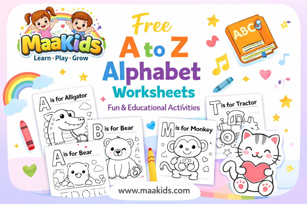 Free A to Z alphabet worksheets for kids printable learning activities