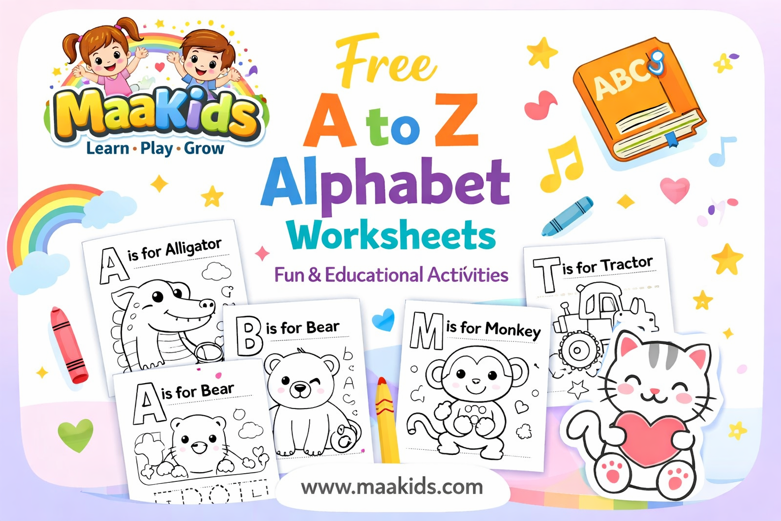 Free A to Z alphabet worksheets for kids printable learning activities
