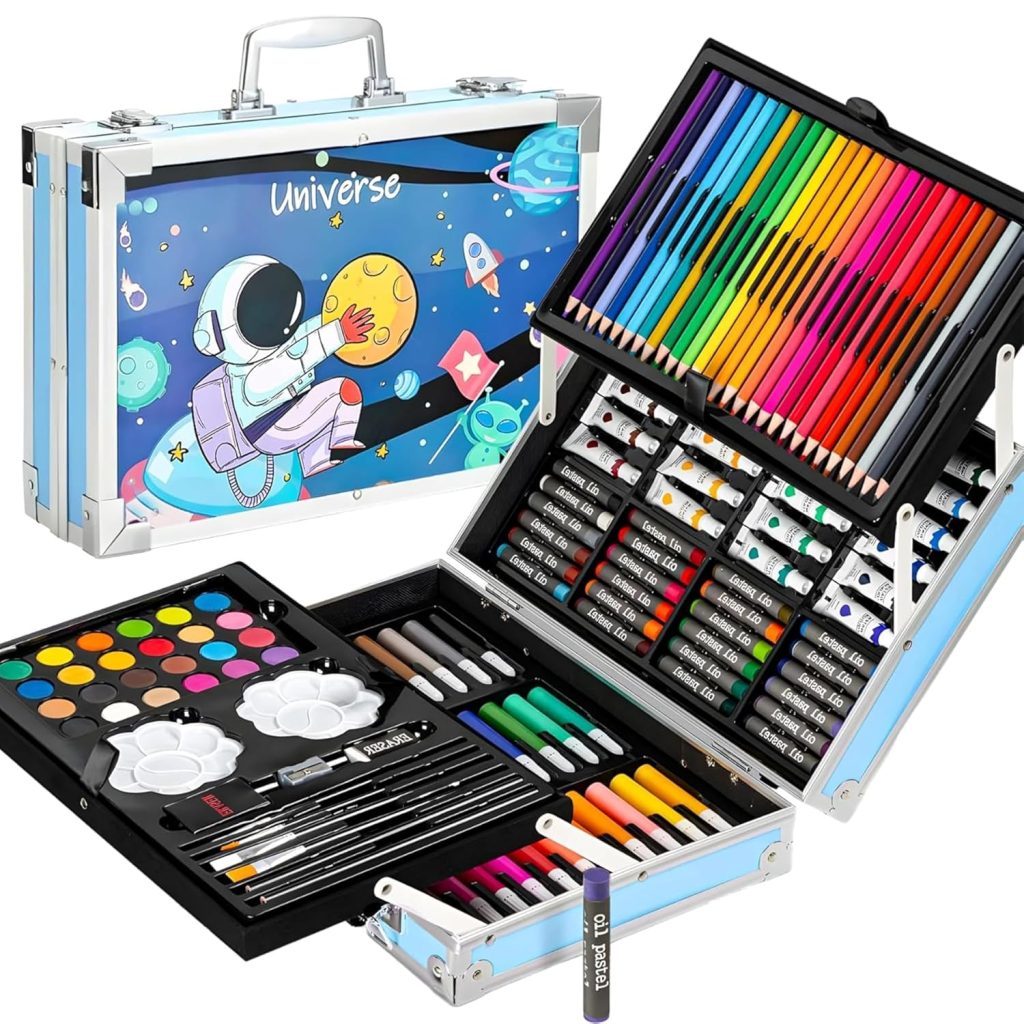 All-in-one art and craft coloring kit for kids age 3–6 with crayons and sketch pens, non-toxic creative learning set