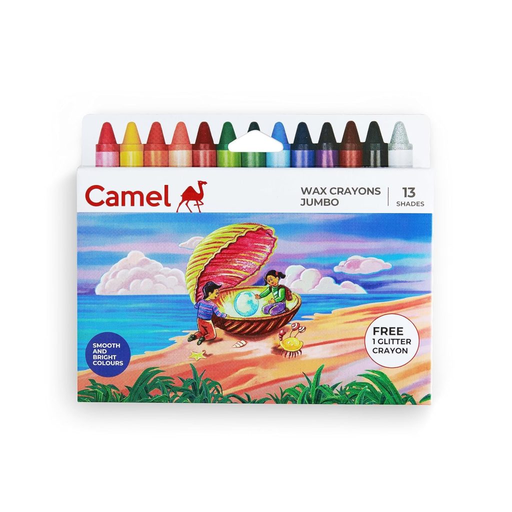 Camel wax crayons for kids age 3–6, non-toxic bright color crayons for smooth coloring and creative learning