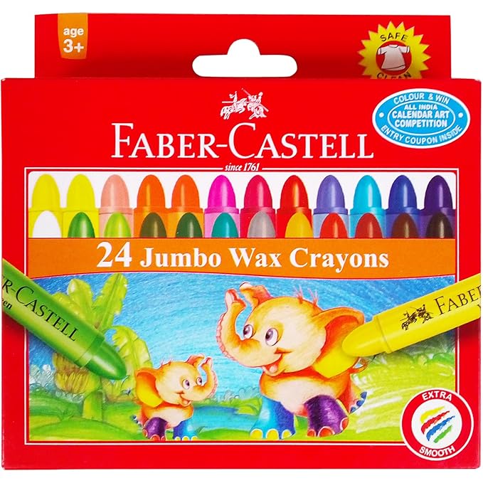 Faber-Castell wax crayons for kids age 3–6, non-toxic smooth coloring crayons for toddlers