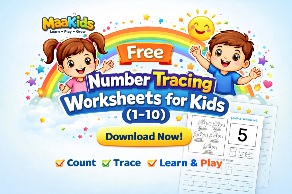 Free number tracing worksheets for kids 1 to 10 printable PDF Maakids
