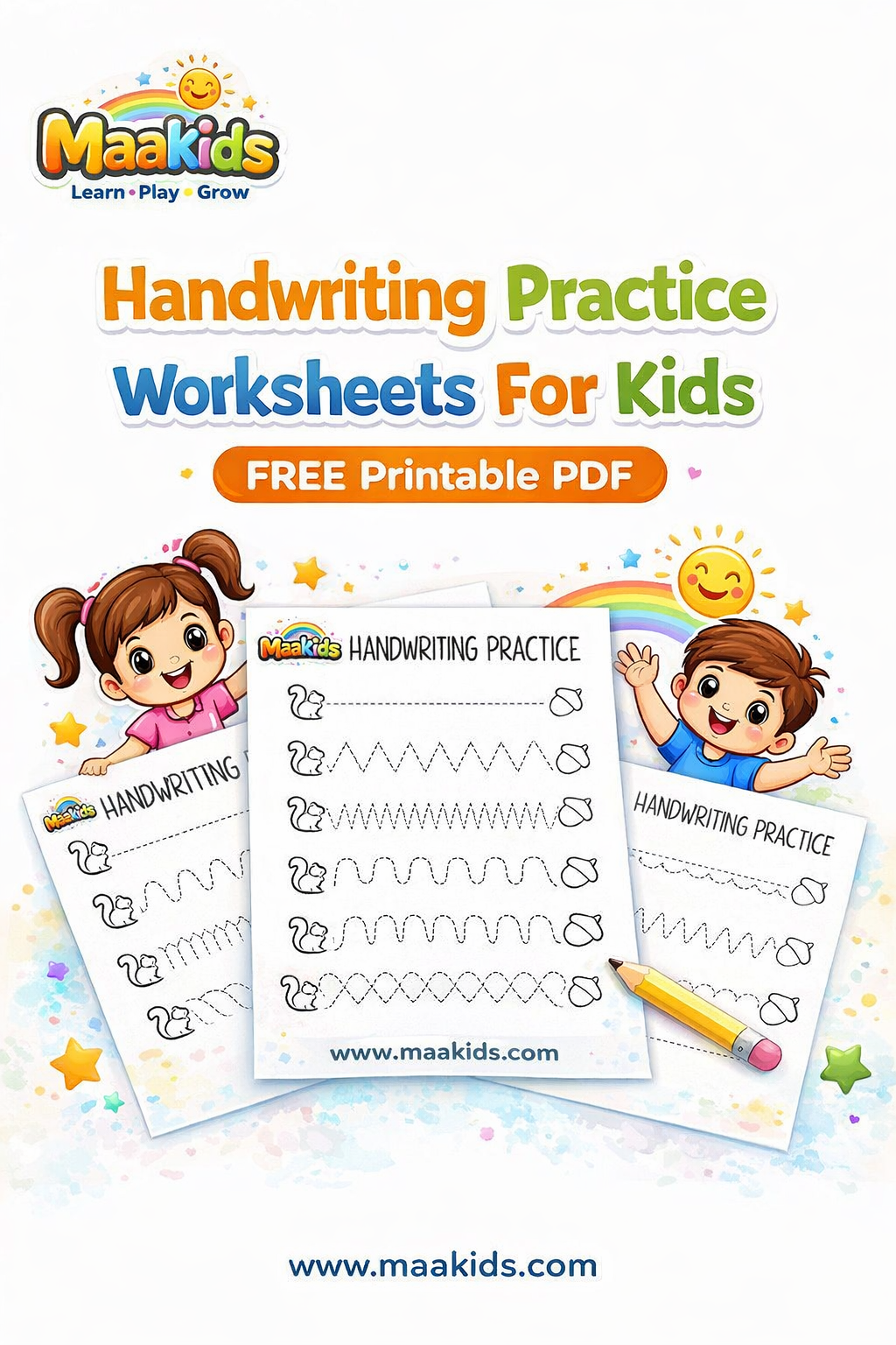 Handwriting Practice Worksheets for Kids – Free Printable PDF | Maakids