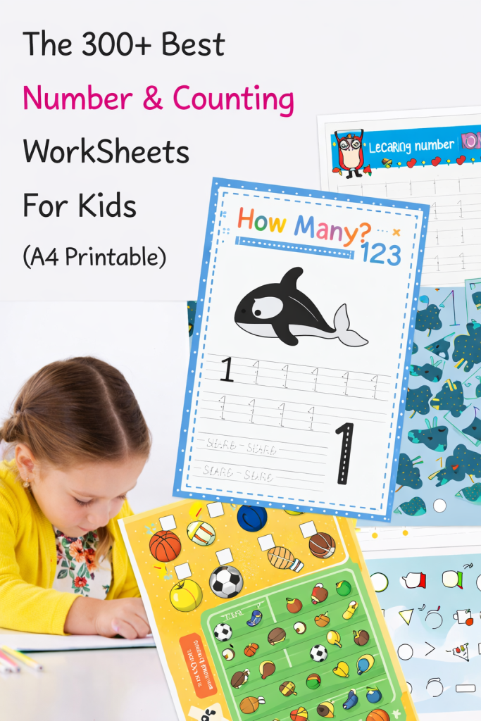 Free number counting worksheets for kids printable PDF with tracing and fun activities
