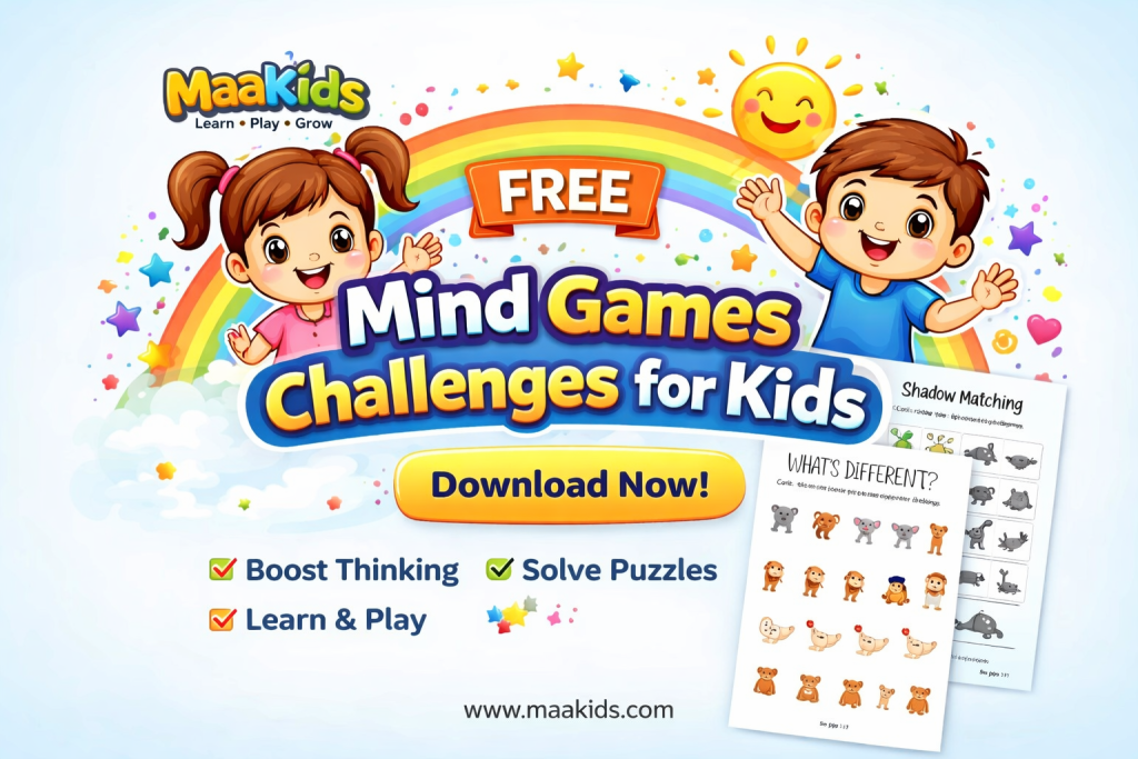 Mind games challenges for kids free printable PDF worksheets Maakids