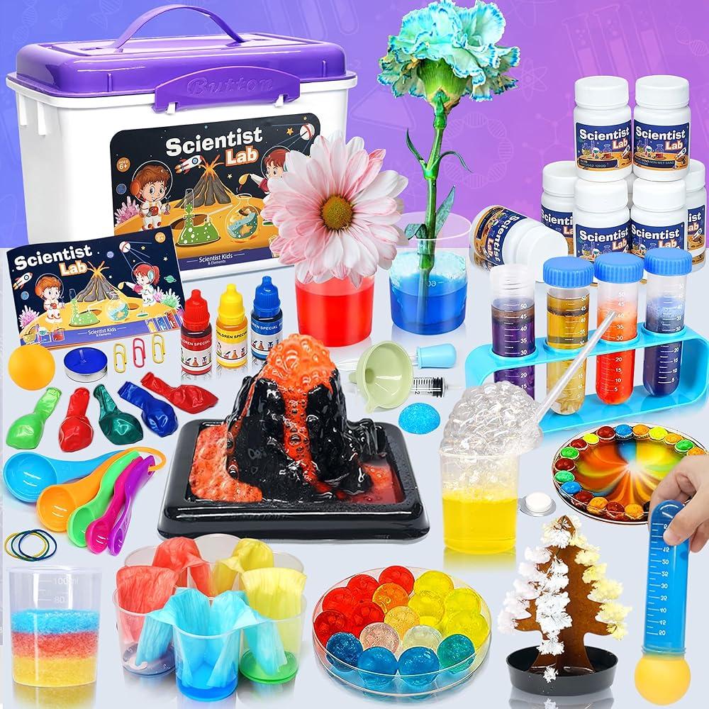 Science experiment kit for kids with fun learning activities and colorful experiments